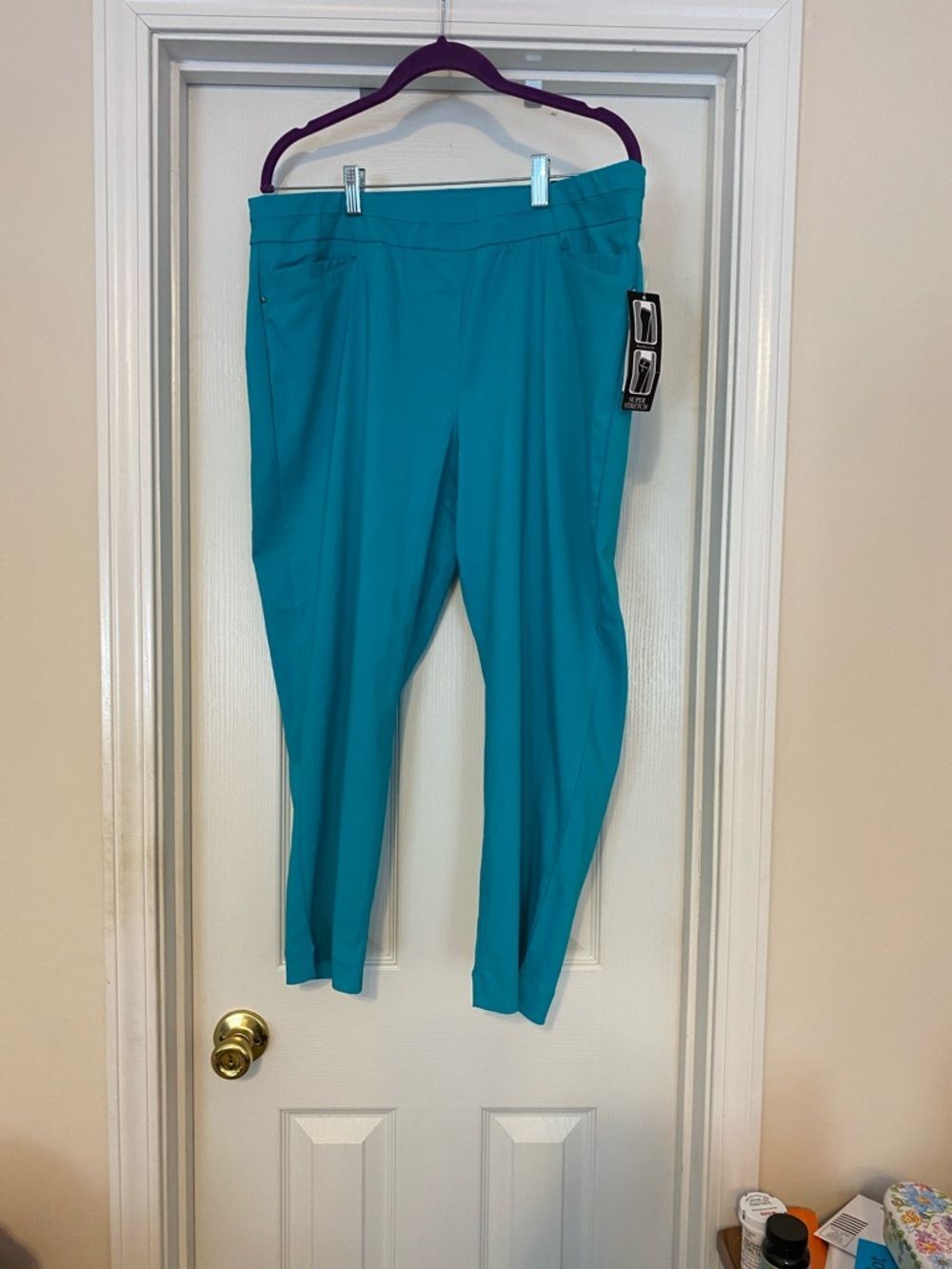 Women’s Kim Rogers Turquoise Ankle Pull-On Stretch Capri Pants size 16